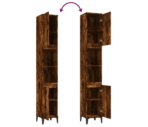 Vannasistabas Skapis, Ozola, 30X30X190 Cm, Inženierijas Koks Vidaxl