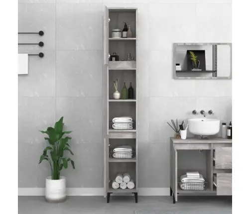 Vannasistabas Skapītis, Pelēks, 30X30X190 Cm, Inženierijas Koks Vidaxl