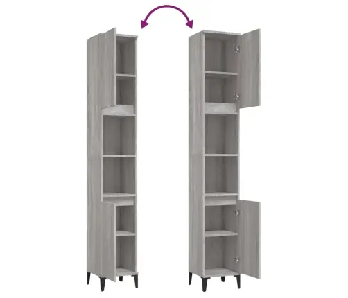 Vannasistabas Skapītis, Pelēks, 30X30X190 Cm, Inženierijas Koks Vidaxl