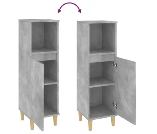 Vannasistabas Skapītis, Pelēks, 30X30X100 Cm, Inženierijas Koks Vidaxl