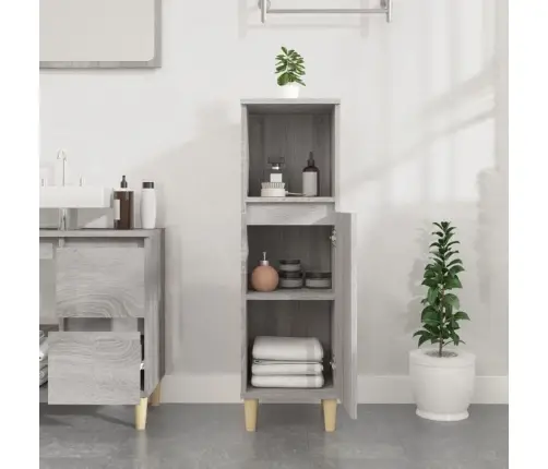 Vannasistabas Skapītis, Pelēks, 30X30X100 Cm, Inženierijas Koks Vidaxl