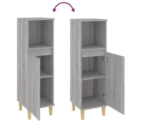 Vannasistabas Skapītis, Pelēks, 30X30X100 Cm, Inženierijas Koks Vidaxl