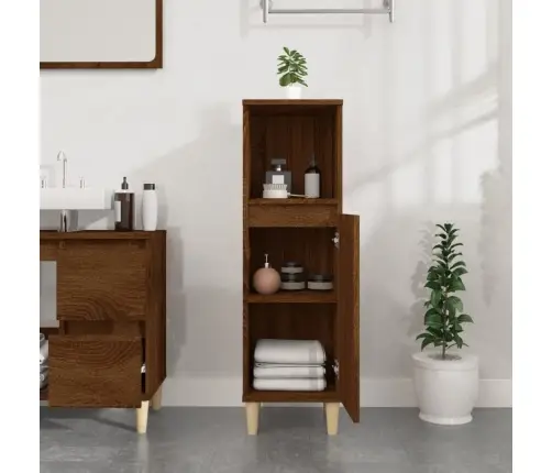 Vannasistabas Skapītis, Ozola, 30X30X100 Cm, Inženierijas Koks Vidaxl