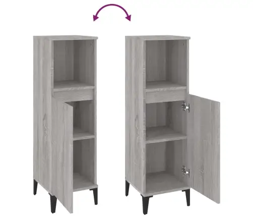 Vannitoakapp, Hall Sonoma Tamm, 30 X 30 X 100 cm Tehispuit