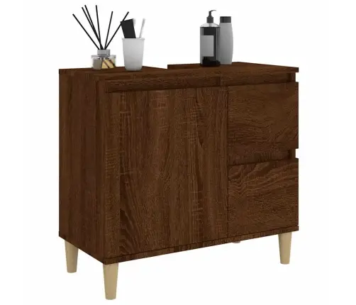 Vannitoakapp, Pruun Tamm, 65 X 33 X 60 cm Tehispuit