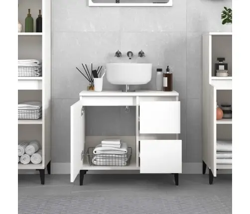 Vonios Kambario Spintelė, Balta, 65X33X60cm Apdirbta Mediena