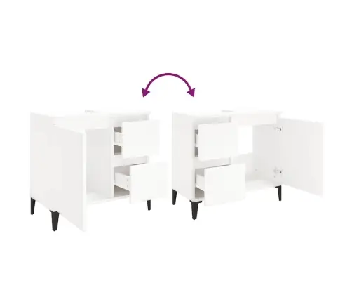 Vonios Kambario Spintelė, Balta, 65X33X60cm Apdirbta Mediena