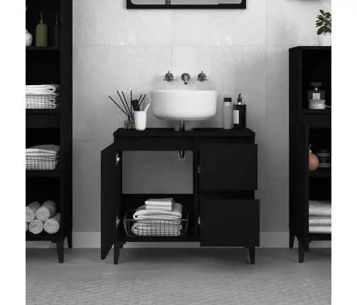 Vannasistabas Skapītis, Melns, 65X33X60 Cm, Inženierijas Koks Vidaxl