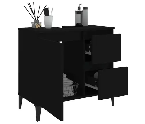 Vannasistabas Skapītis, Melns, 65X33X60 Cm, Inženierijas Koks Vidaxl