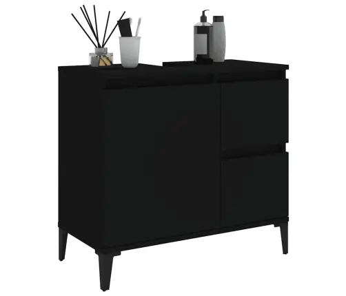 Vannasistabas Skapītis, Melns, 65X33X60 Cm, Inženierijas Koks Vidaxl