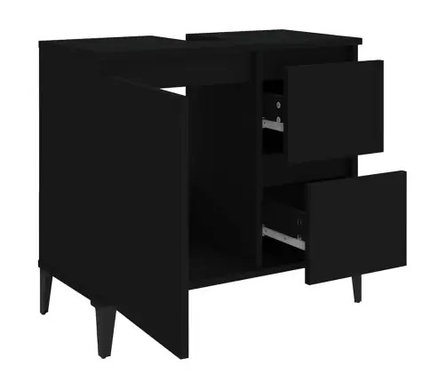 Vannasistabas Skapītis, Melns, 65X33X60 Cm, Inženierijas Koks Vidaxl