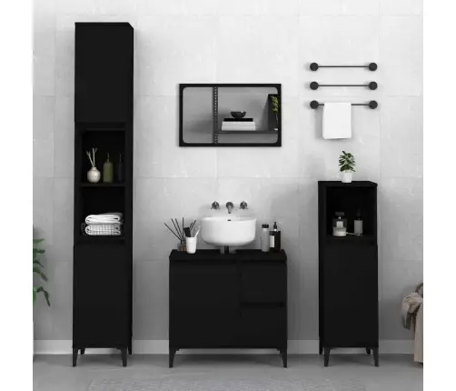 Vannasistabas Skapītis, Melns, 65X33X60 Cm, Inženierijas Koks Vidaxl