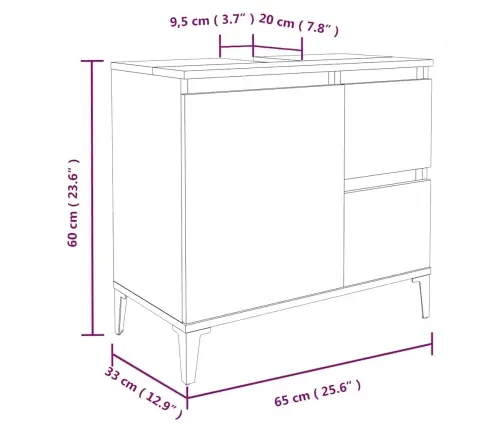 Vannasistabas Skapītis, Ozola, 65X33X60 Cm, Inženierijas Koks Vidaxl