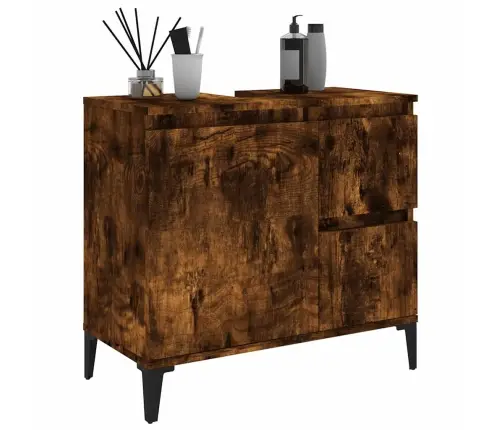 Vannasistabas Skapītis, Ozola, 65X33X60 Cm, Inženierijas Koks Vidaxl