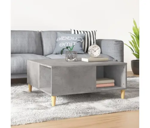 Kafijas Galdiņš, Betona Pelēks, 80X80X36,5Cm, Inženierijas Koks Vidaxl