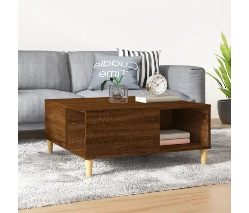 Kavos Staliukas, Rudas Ąžuolo, 80X80X36,5cm Apdirbta Mediena