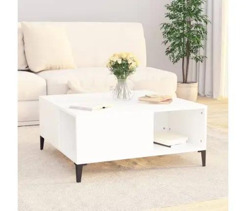 Kafijas Galdiņš, Balts, 80X80X36,5 Cm, Inženierijas Koks Vidaxl