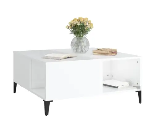 Kohvilaud, Kõrgläikega Valge, 80X80X36,5 cm Tehispuit