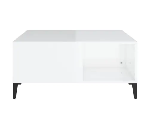 Kohvilaud, Kõrgläikega Valge, 80X80X36,5 cm Tehispuit