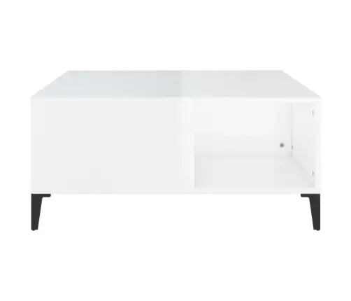 Kohvilaud, Kõrgläikega Valge, 80X80X36,5 cm Tehispuit
