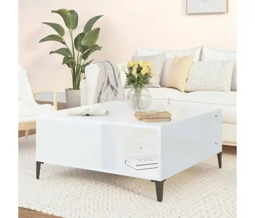 Kohvilaud, Kõrgläikega Valge, 80X80X36,5 cm Tehispuit