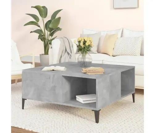 Kafijas Galdiņš, Betona Pelēks, 80X80X36,5Cm, Inženierijas Koks Vidaxl