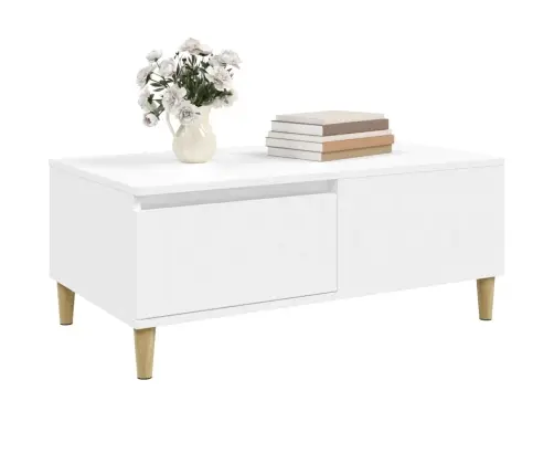 Kafijas Galdiņš, Balts, 90X50X36,5 Cm, Inženierijas Koks Vidaxl