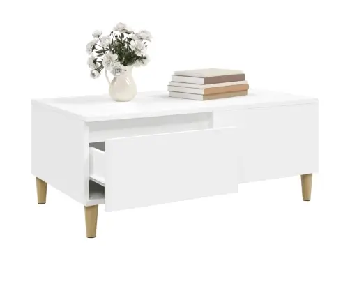 Kafijas Galdiņš, Balts, 90X50X36,5 Cm, Inženierijas Koks Vidaxl