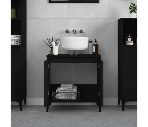 Spintelė Praustuvui, Juoda, 58X33X60cm Apdirbta Mediena