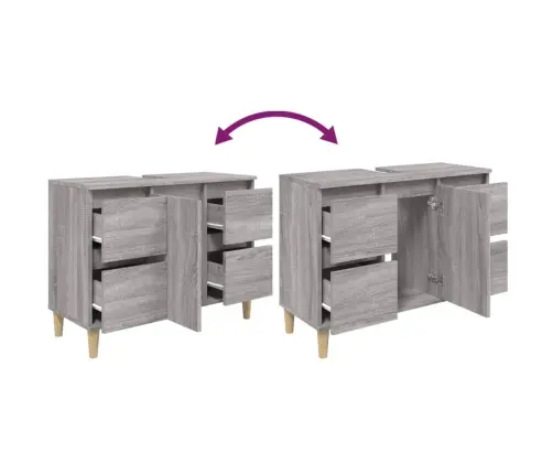 Spintelė Praustuvui, Pilka Ąžuolo, 80X33X60cm Apdirbta Mediena