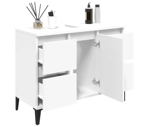 Izlietnes Skapītis, Balts, 80X33X60 Cm, Inženierijas Koks Vidaxl