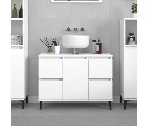 Izlietnes Skapītis, Balts, 80X33X60 Cm, Inženierijas Koks Vidaxl