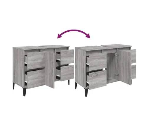 Spintelė Praustuvui, Pilka Ąžuolo, 80X33X60cm Apdirbta Mediena