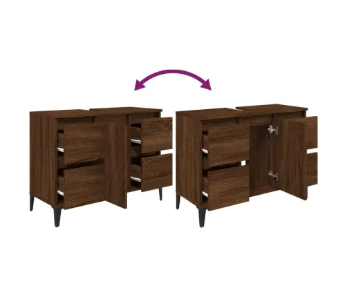 Izlietnes Skapītis, Ozolkoka, 80X33X60 Cm, Inženierijas Koks Vidaxl