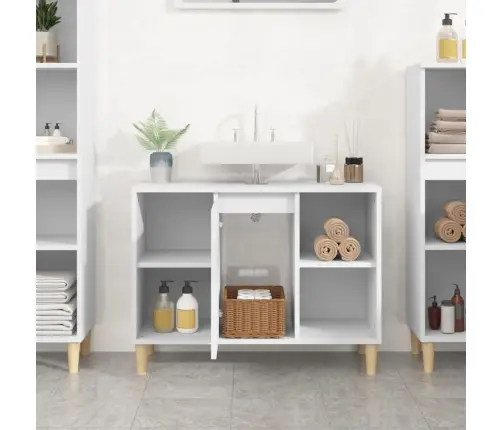 Izlietnes Skapītis, Balts, 80X33X60 Cm, Inženierijas Koks Vidaxl