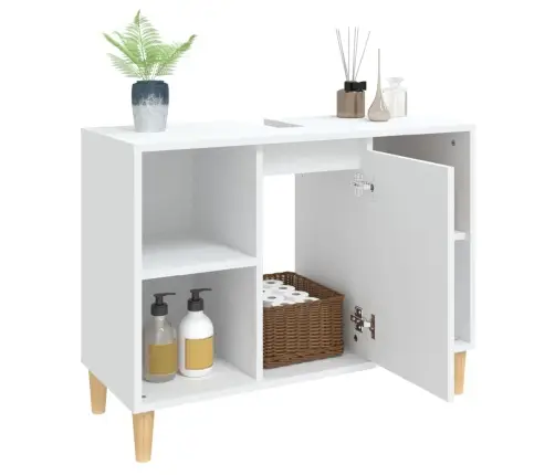 Izlietnes Skapītis, Balts, 80X33X60 Cm, Inženierijas Koks Vidaxl