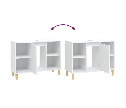 Izlietnes Skapītis, Balts, 80X33X60 Cm, Inženierijas Koks Vidaxl