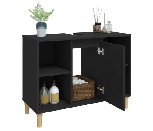 Izlietnes Skapītis, Melns, 80X33X60 Cm, Inženierijas Koks Vidaxl