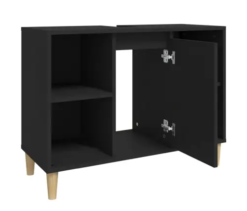 Izlietnes Skapītis, Melns, 80X33X60 Cm, Inženierijas Koks Vidaxl