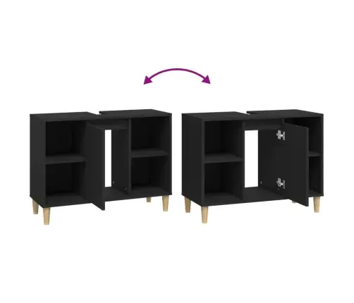 Izlietnes Skapītis, Melns, 80X33X60 Cm, Inženierijas Koks Vidaxl