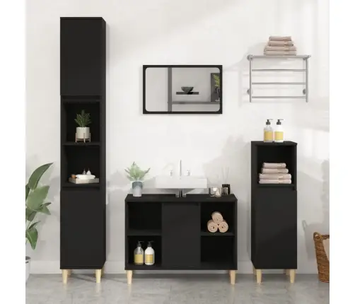 Izlietnes Skapītis, Melns, 80X33X60 Cm, Inženierijas Koks Vidaxl