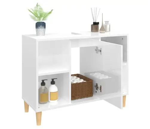 Spintelė Praustuvui, Balta, 80X33X60cm Mediena, Blizgi