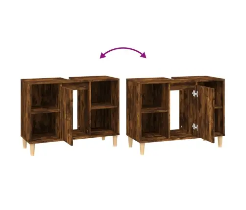 Izlietnes Skapītis, Ozolkoka, 80X33X60 Cm, Inženierijas Koks Vidaxl