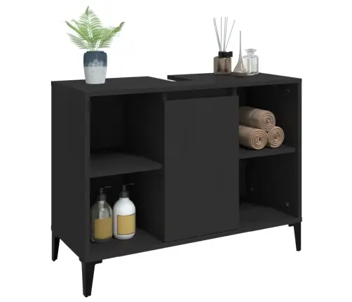 Izlietnes Skapītis, Melns, 80X33X60 Cm, Inženierijas Koks Vidaxl
