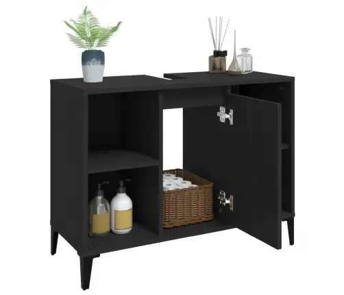 Izlietnes Skapītis, Melns, 80X33X60 Cm, Inženierijas Koks Vidaxl