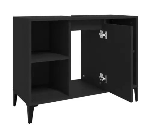 Izlietnes Skapītis, Melns, 80X33X60 Cm, Inženierijas Koks Vidaxl