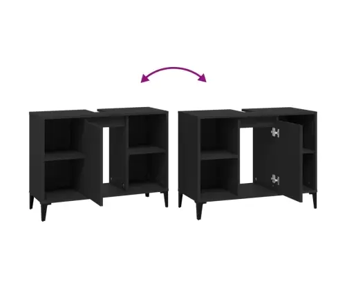 Izlietnes Skapītis, Melns, 80X33X60 Cm, Inženierijas Koks Vidaxl