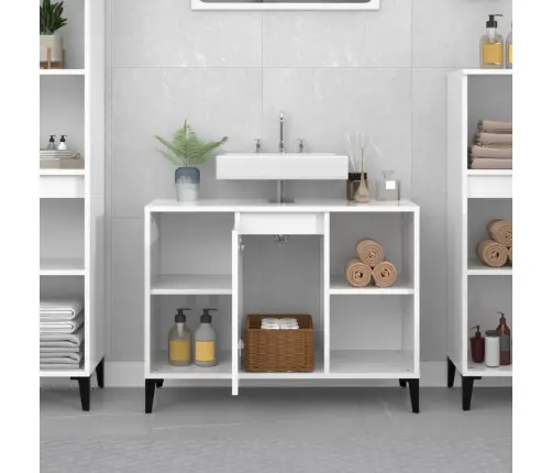 Izlietnes Skapītis, Balts, 80X33X60 Cm, Inženierijas Koks Vidaxl