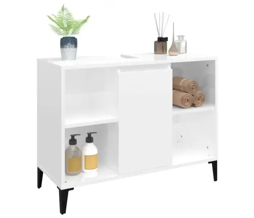 Izlietnes Skapītis, Balts, 80X33X60 Cm, Inženierijas Koks Vidaxl