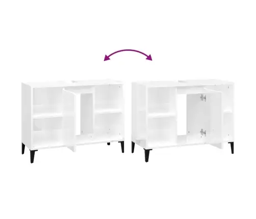 Izlietnes Skapītis, Balts, 80X33X60 Cm, Inženierijas Koks Vidaxl